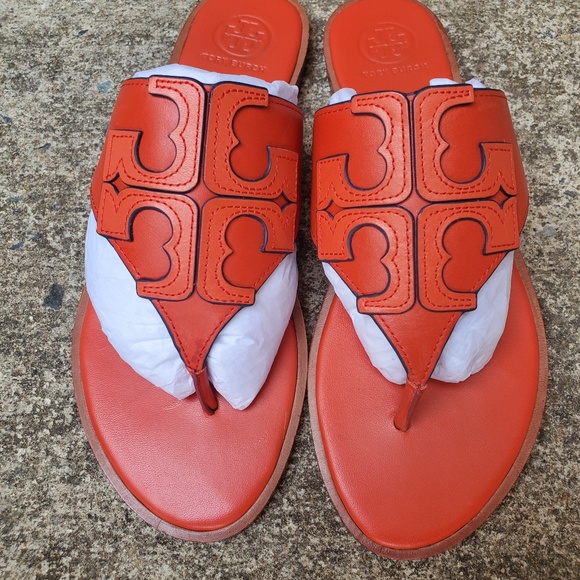 TORY BURCH WOMENS JAMIE THONG LEATHER FLIP FLOP SLIP ON SANDALS SHOES (NWB) - Picture 10 of 13